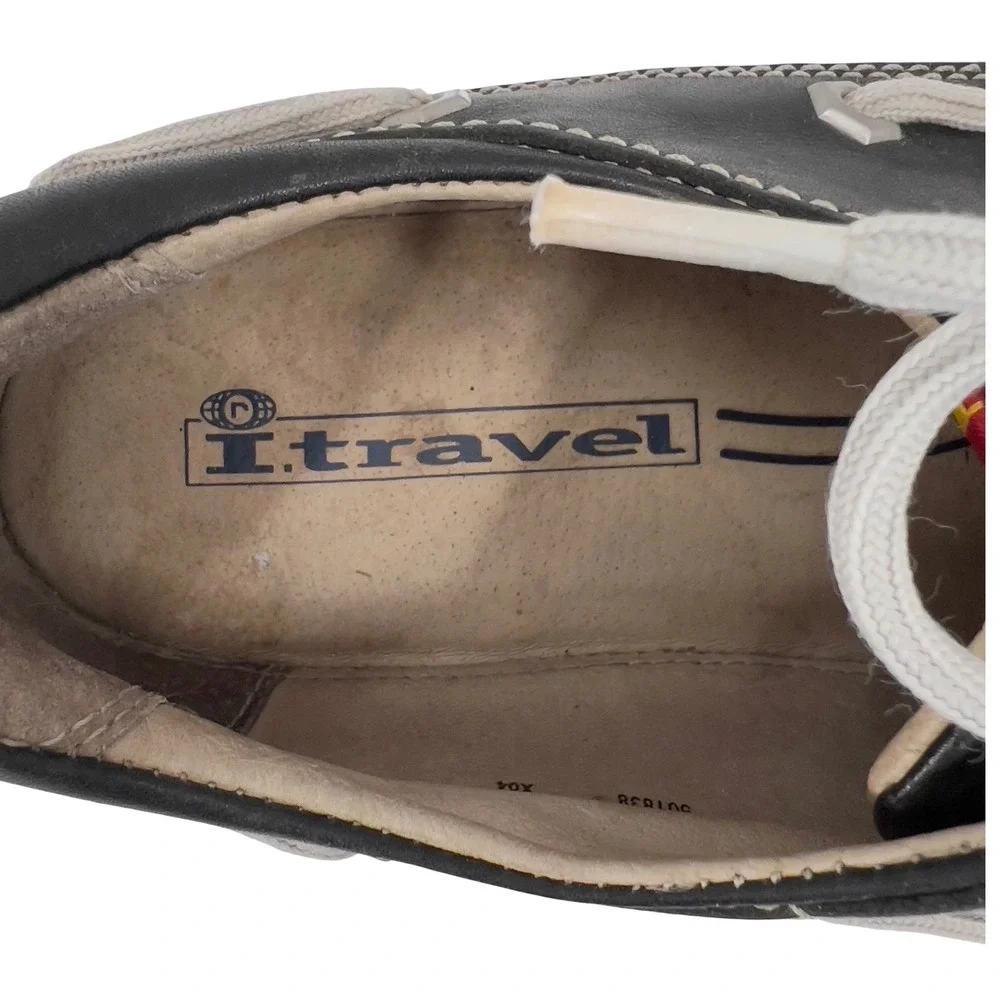 Rockport I Travel Leather Boat Shoes‎ Deck Black White Mens 13 M